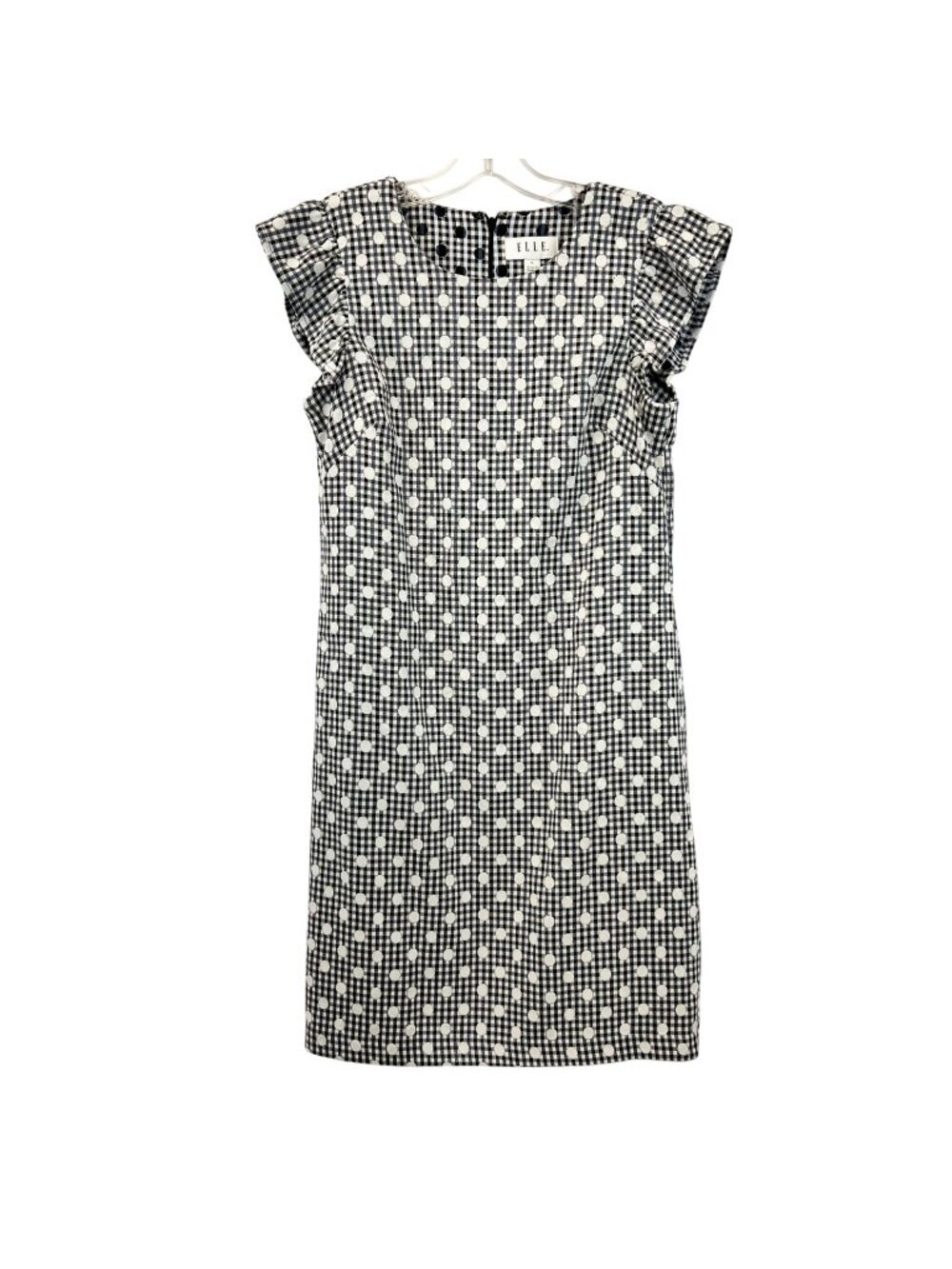 Elle Women’s Mixed Print Sheath Dress Cap Ruffle Sleeve Multicolor Size Small